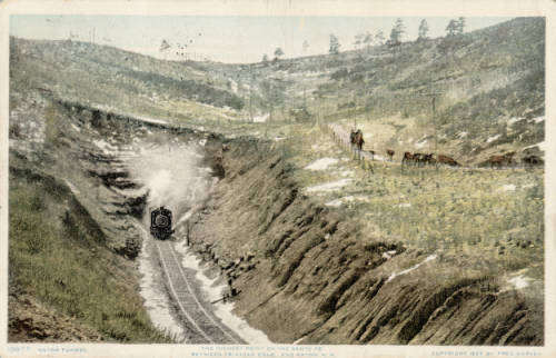 Atchison, Topeka and Santa Fe train leaving Raton Tunnel circa 1908(Credit: Denver Public Library)