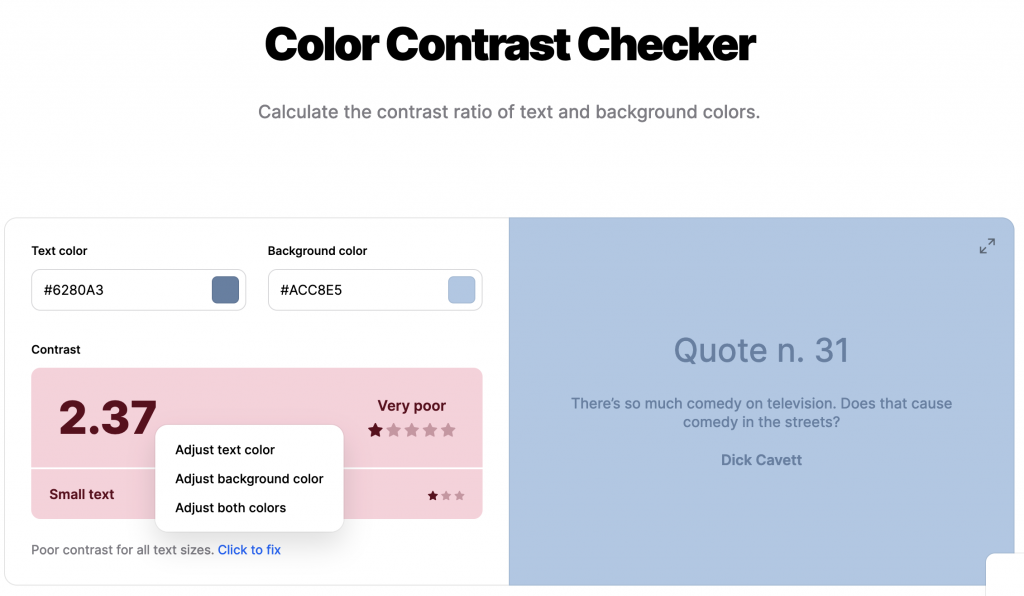 Coolors contrast checker