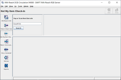 Millennium RSB Client - Checkin Screen