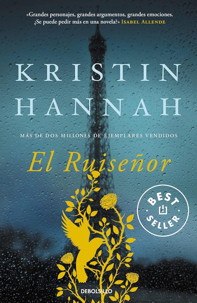 Portada de El ruisenor. Fondo color verde azulado con la silueta amarilla de un ruiseñor posado en una rama.