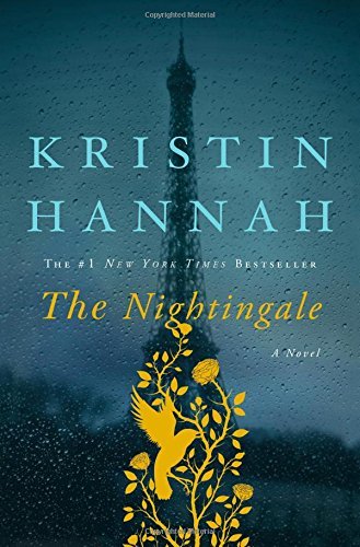 The Nightingale Cover Art. Teal background with a yellow silhouette of a nightingale on a branch.