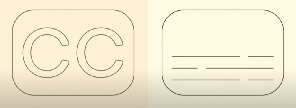 Illustrations of the international symbol for Closed Captioning and Subtitles - side by side.