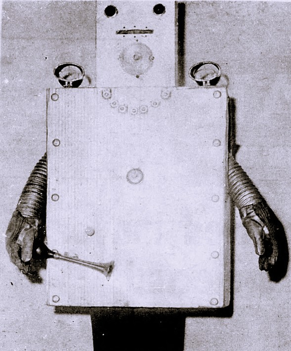 A child wears a homemade robot costume.