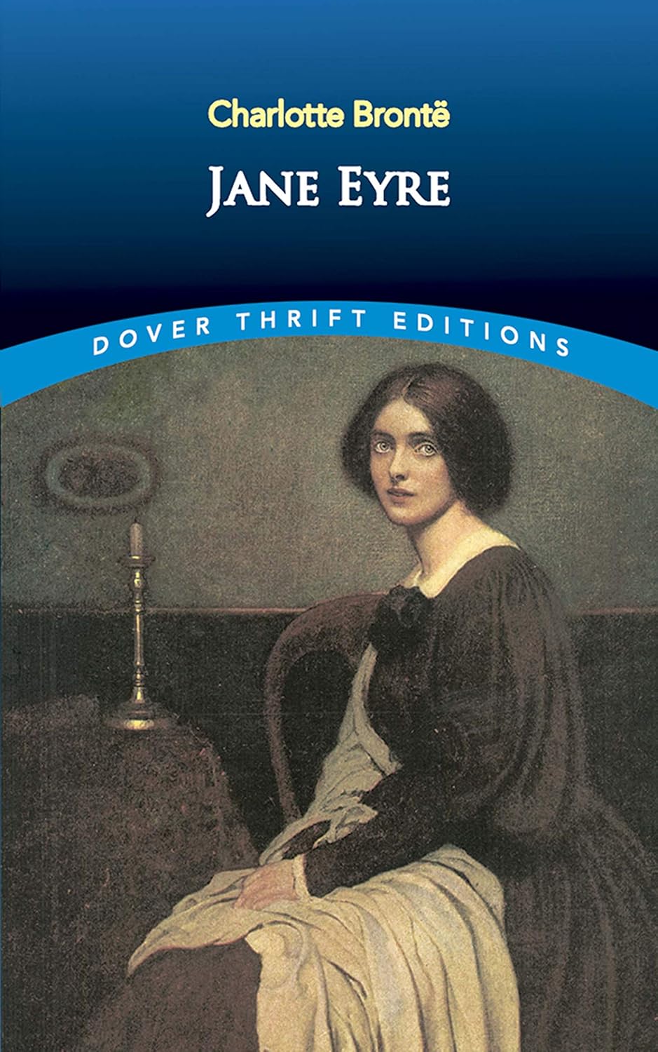 Cover art for Jayne Eyre -Dover thrift edition.