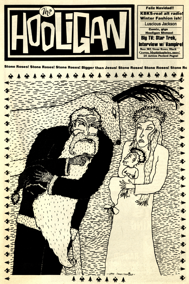 The Hooligan newspaper cover and Christmassy illustrations