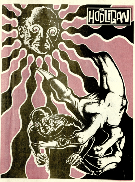 The Hooligan newspaper cover and surreal human like figures