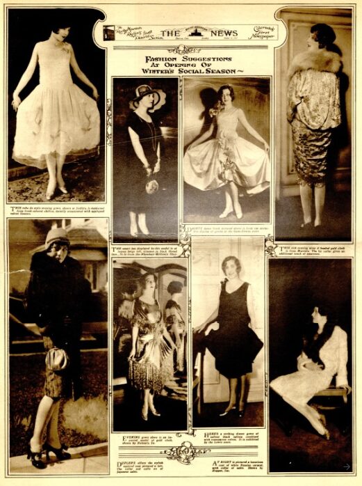 Front page of the pictorial section showing women's fashion