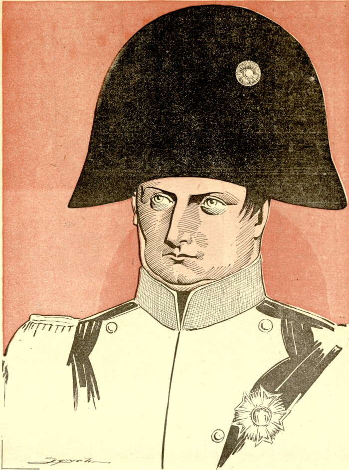 cartoon of Napoleon in a large hat