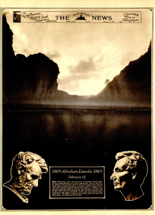 Front page of the magazine section Lincoln busts and landscape