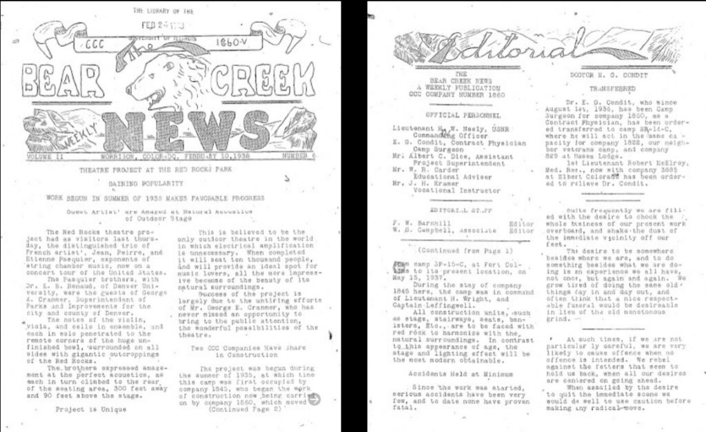 Screen shot of the Bear Creek News, Volume II, Number 6, February 10, 1938. A link to the issue is in the image caption.