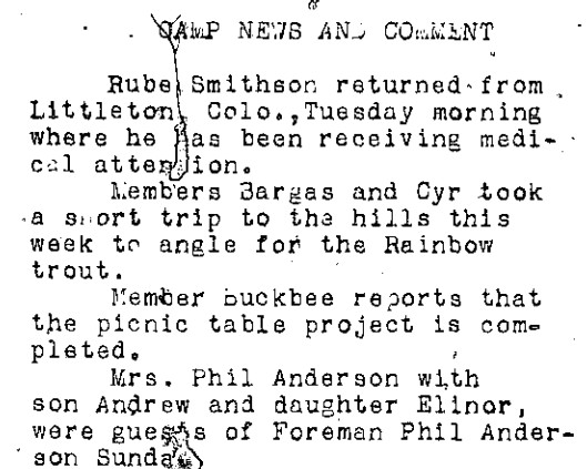 Camp News and Comment article clipping