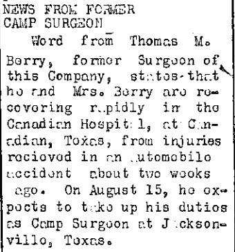 News from the Former Camp Surgeon article clipping
