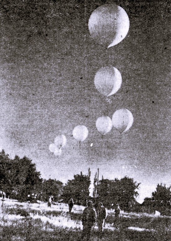A group of weather balloons are launched.