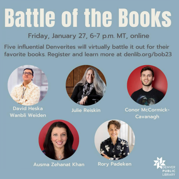Flyer for battle of the books event at denver public library
