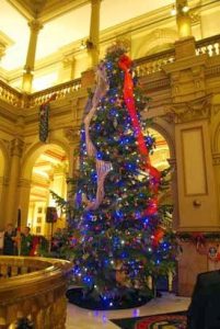 decorated Christmas tree at the Colorado State Capitol