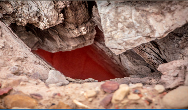 red glow from underground coal mine fire