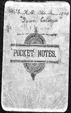 Pocket notebook cover, 1904, "Iowa College"