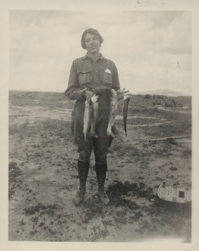 Grace Austin Goodrich poses with fish she caught
