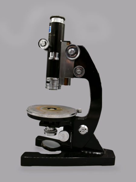 black metal single-tube microscope