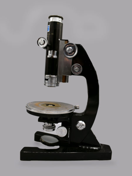 black metal single-tube microscope