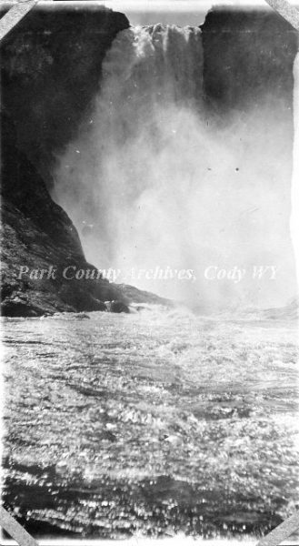 yellowstone water fall, black and white photo