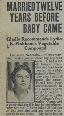 Newspaper clipping of article entitled 'Married Twelve Years Before Baby Came"