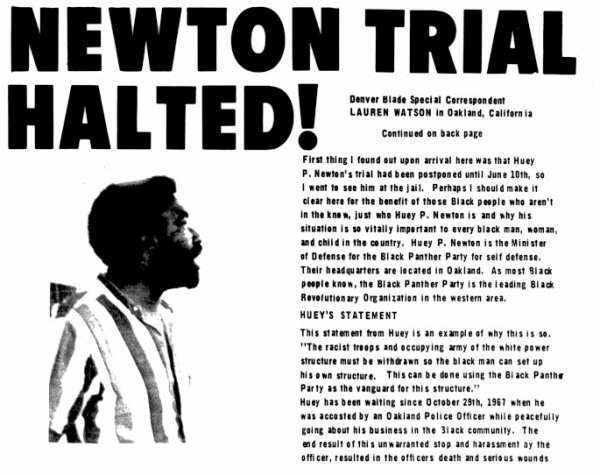 Image of Watson's first column titled Netwon Trial Halted!