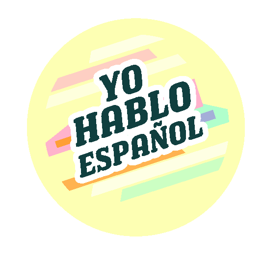 Button circle template with the words Yo hablo español or I speak Spanish