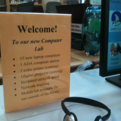 welcome sign at new computer lab