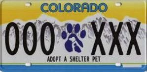 colorado 'Adopt a Shelter Pet' license plate