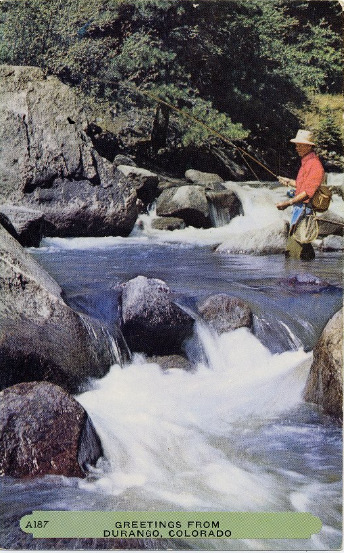 man flyfishing in mountain stream