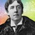 Oscar Wilde portrait with background of rainbow colors